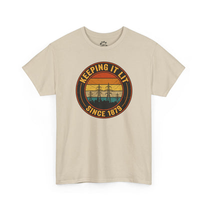 Sand Retro sunset Power T-Shirt on a white background