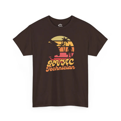 Brown t-shirt with 'HVAC Technician' graphic on a white background