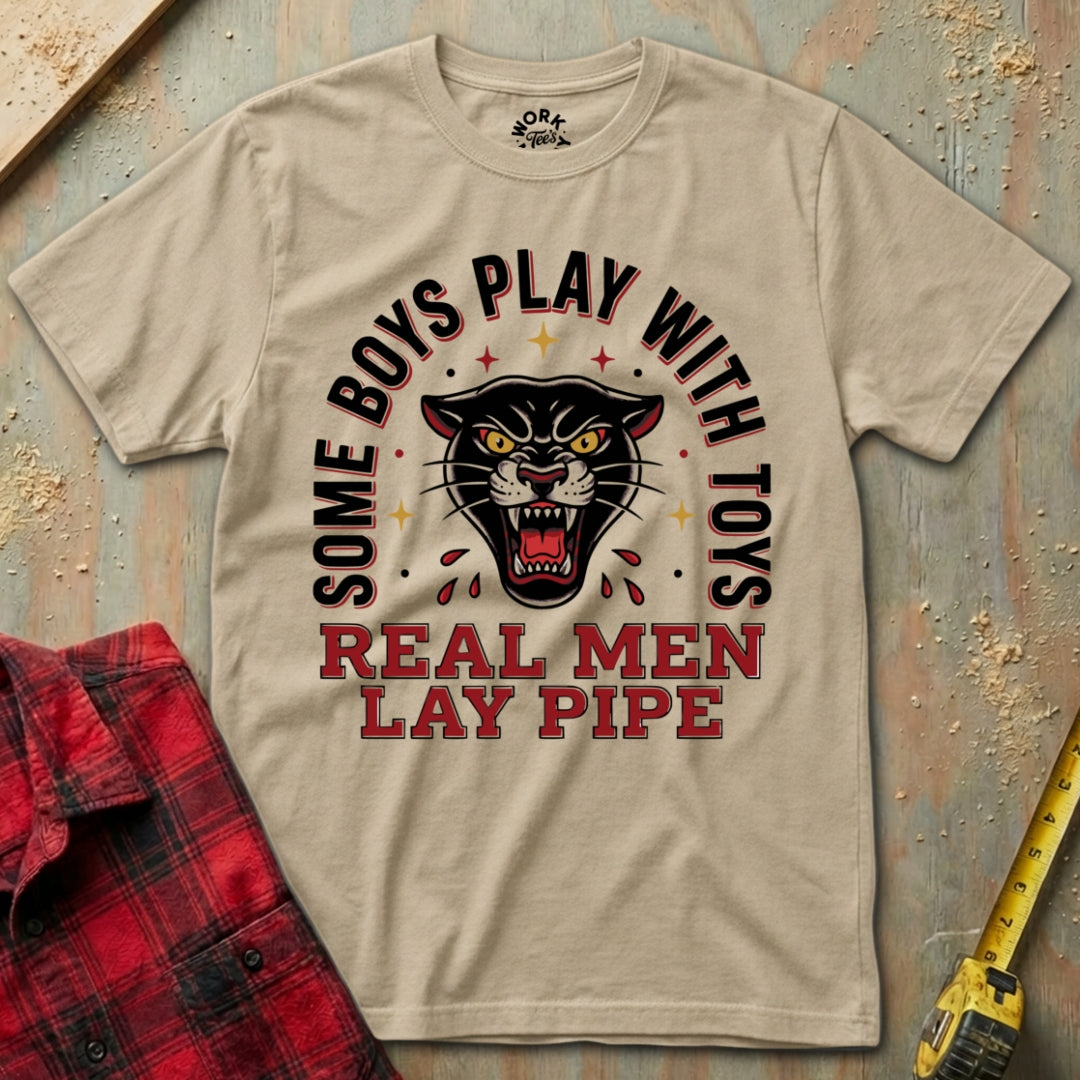 Beige t-shirt with panther graphic and text on a wooden background