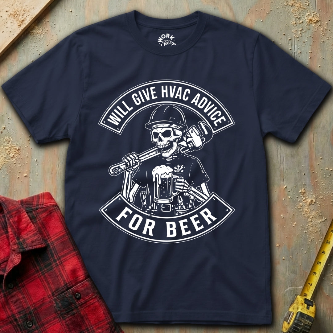 Navy Blue T-shirt 'HVAC Advice for beer'