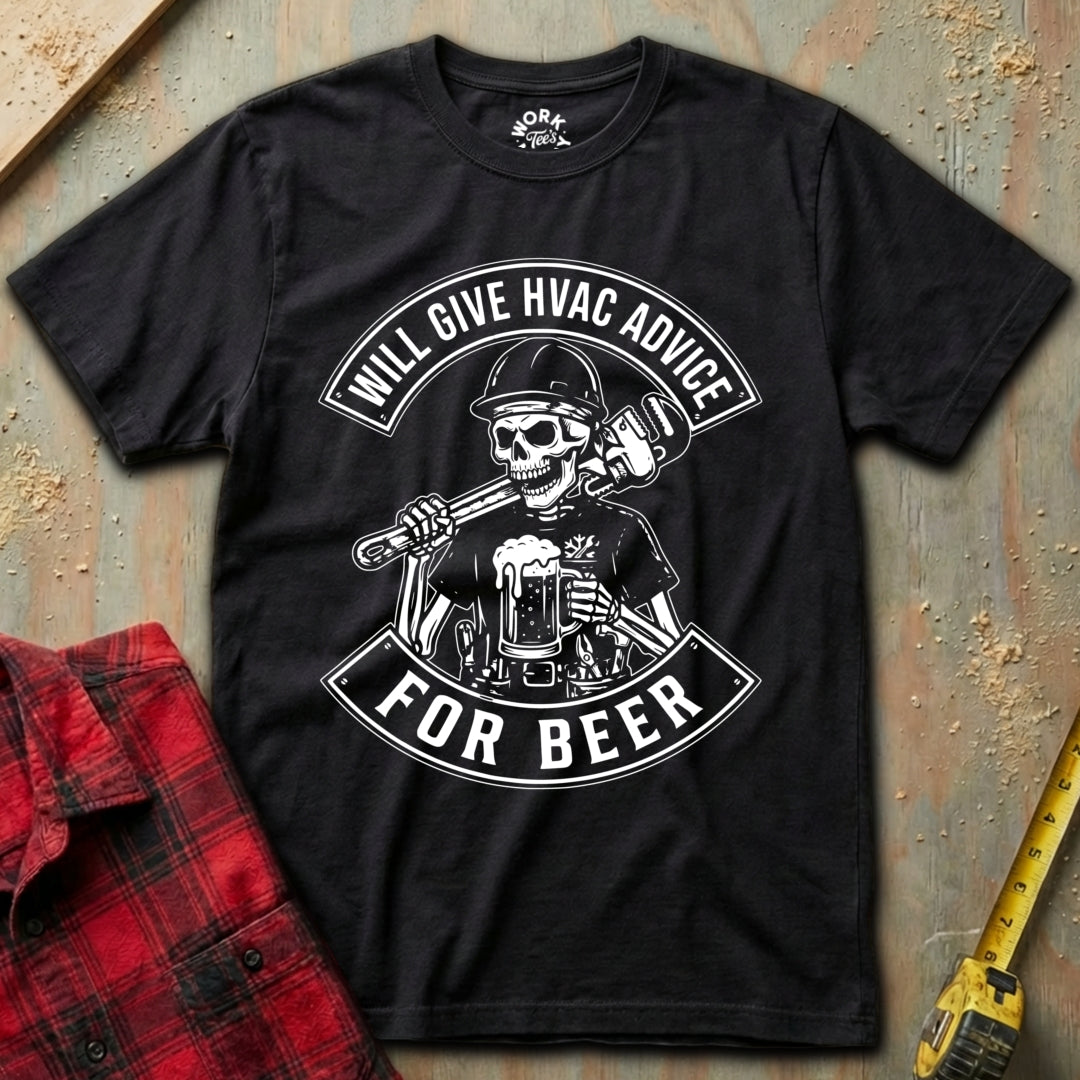 Black T-shirt 'HVAC Advice for beer'