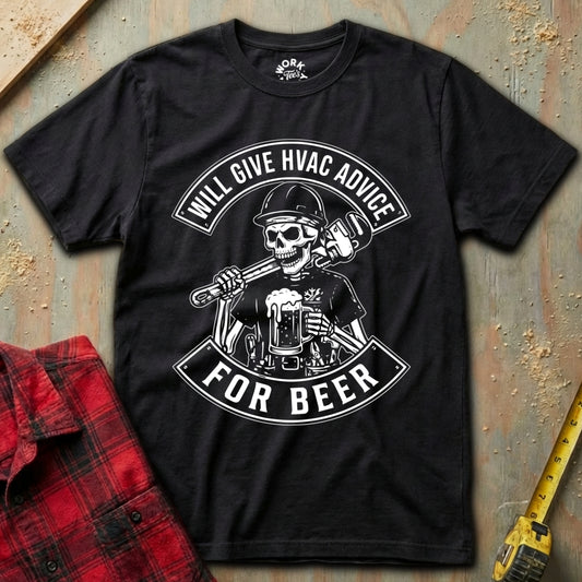 Black T-shirt 'HVAC Advice for beer'