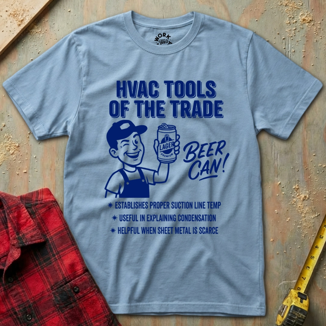 Light blue Beer Can Tool T-Shirt 
