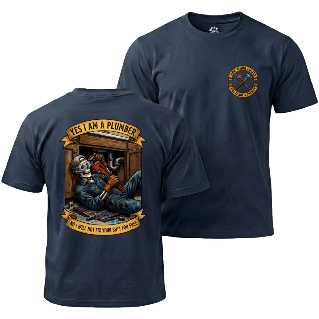 Navy Blue Yes I Am a Plumber T-Shirt 