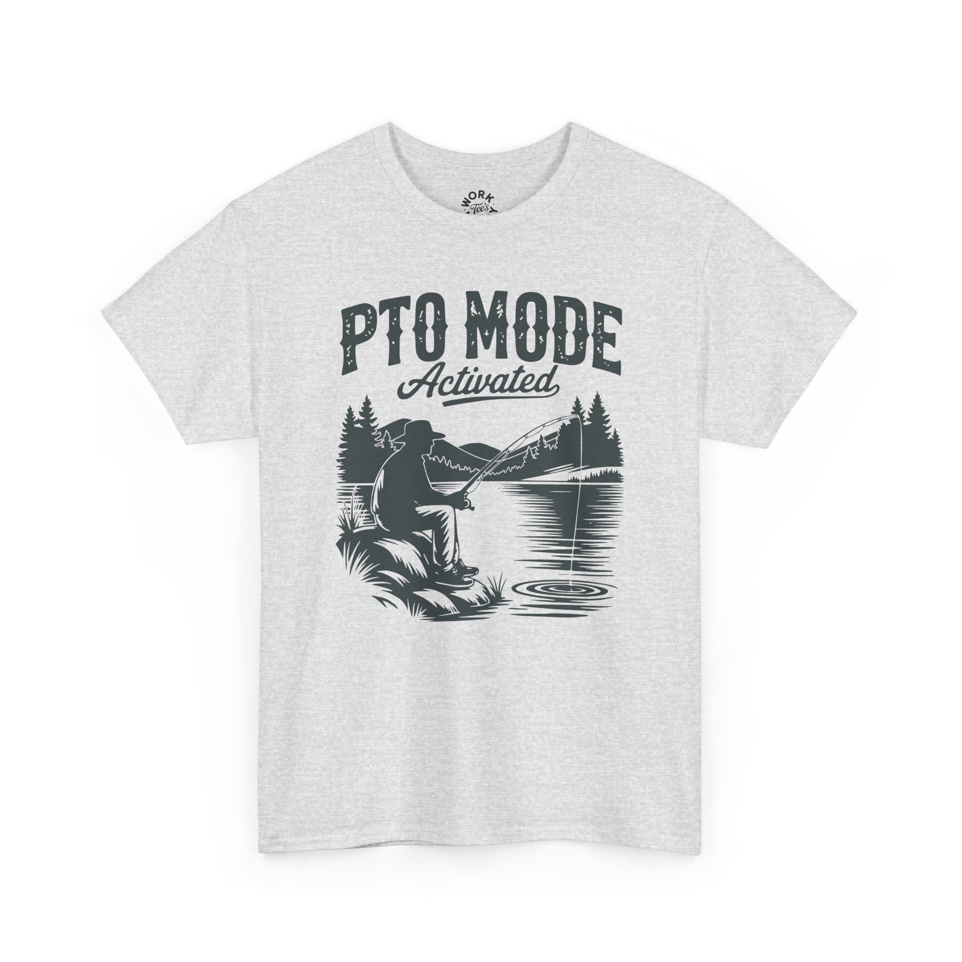 White t-shirt with black graphic and text 'PTO Mode Activated' on a white background